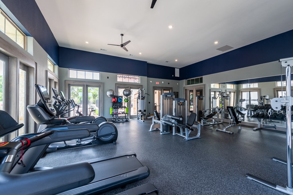 take advantage of the fitness center to work out in our state of the art gym / fitness center at Bridge at Paloma Affordable Apartments 78754 Northeast Austin