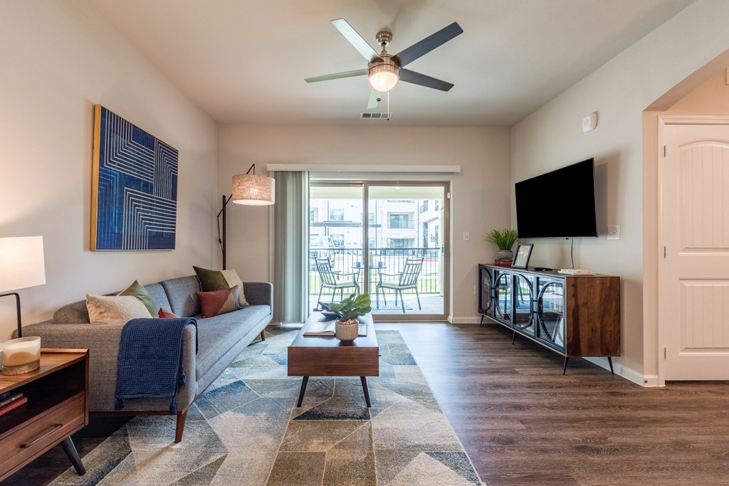 Living room of a spacious luxury apartment at Bridge at Paloma 78754 Northeast Austin