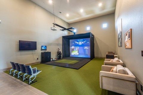 Golf simulator and sports simulator at Bridge at Paloma Affordable Apartments 78754 Northeast Austin at Bridge at Paloma Apartments, Austin