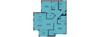 A blueprint of a house layout with labeled rooms and dimensions.