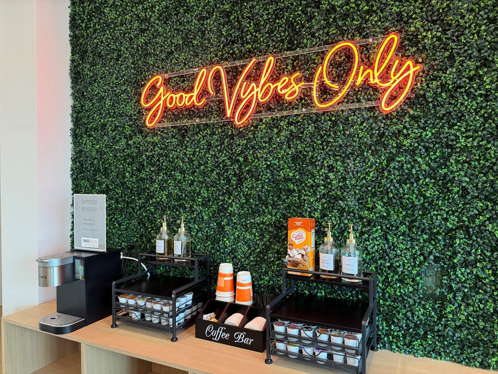 Coffee Bar at ThreeTwenty at the Vybe Apartments in Kyle, Texas