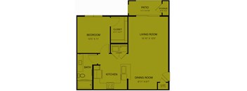a floor plan of a small house with a kitchen and a living room at Avery Ranch, Austin, Texas