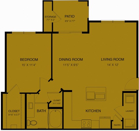 a floor plan of a bedroom apartment at Avery Ranch, Austin, 78717