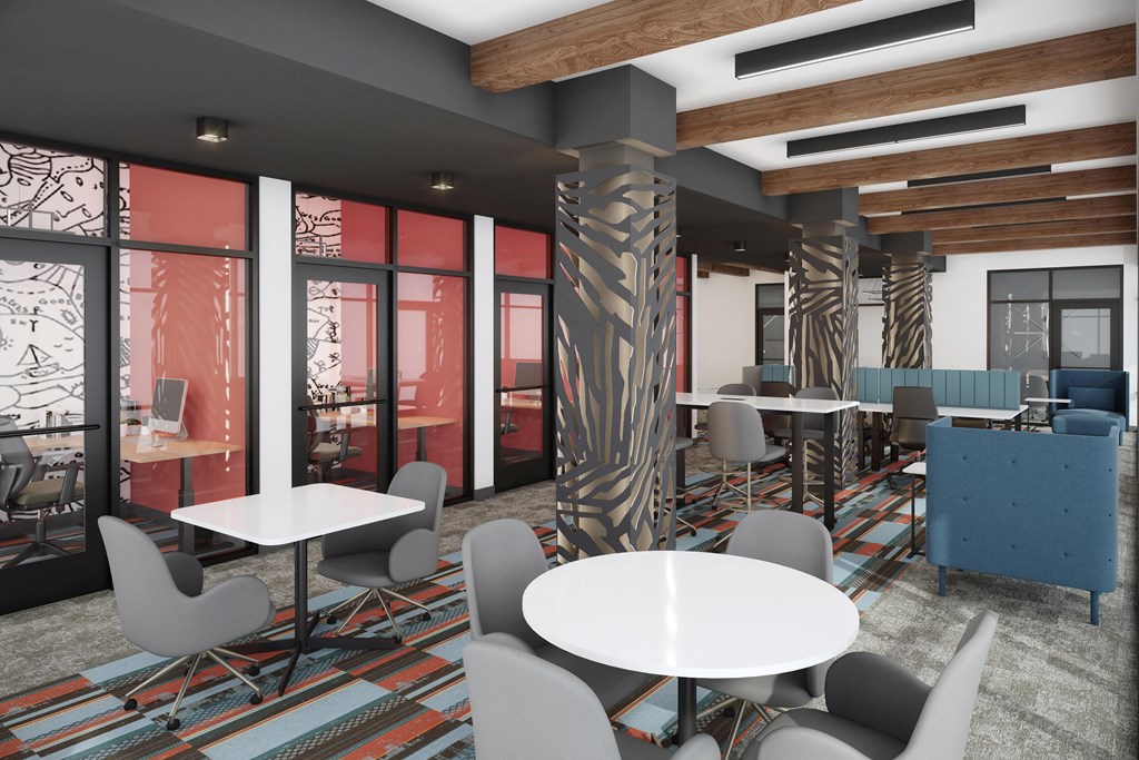 a rendering of a large room with tables and chairs  at Avant & Avant II, Carmel, IN, 46032