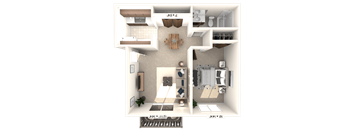 1 Bed 1 bath Floor Plan at Bavarian Village Apartments, Indianapolis, IN