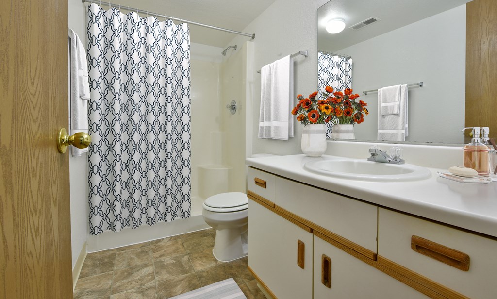 Two Bedroom Spruce Bathroom at Thornridge Apartments, Michigan