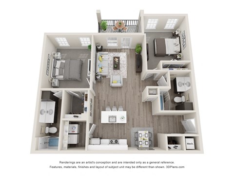 Two bedroom Two bathroom Floor Plan at 24 at Bloomfield, Bloomfield Hills, MI, 48302