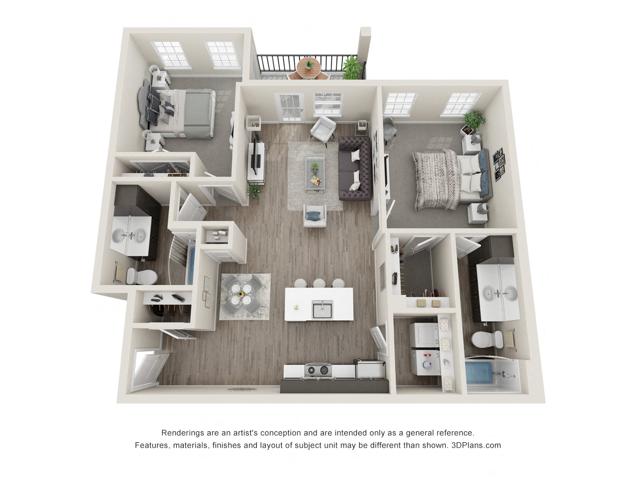 Two bedroom Two bathroom Floor Plan at 24 at Bloomfield, Bloomfield Hills, MI, 48302