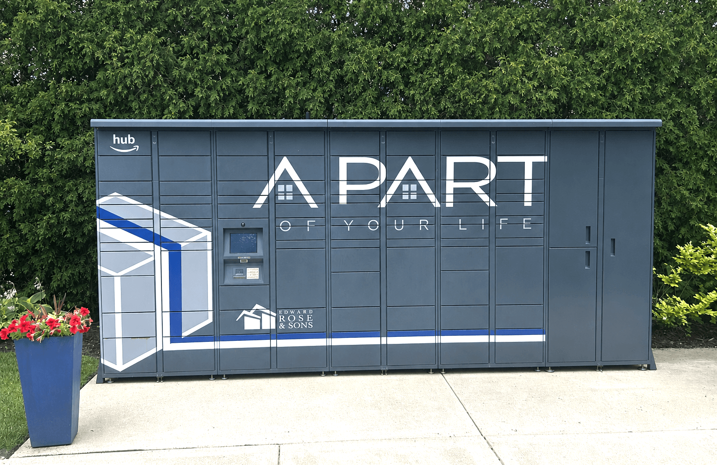 A blue and white trailer with the words "A PART OF YOUR LIFE" on it.