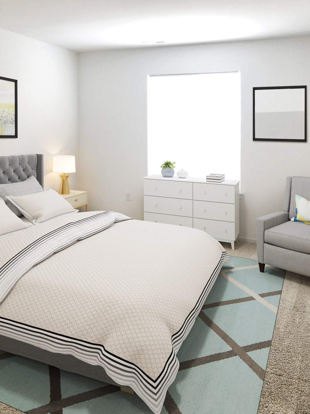Cozy Bedroom with Carpeting at The Harbours Apartments, 48038