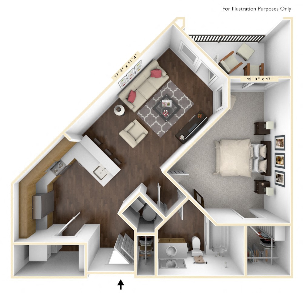 A1 - 1 Bed - 1 Bath Floor Plan at Avant Apartments, Carmel, IN