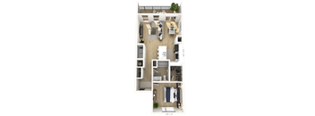 A1-2 Floor Plan at Upper Vue Flats, Dublin, OH, Ohio, 43016