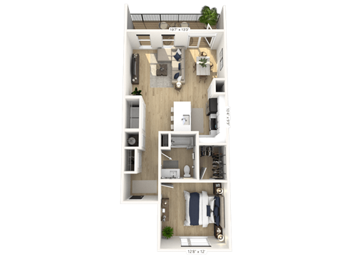 A1-2 Floor Plan at Upper Vue Flats, Dublin, OH, Ohio, 43016