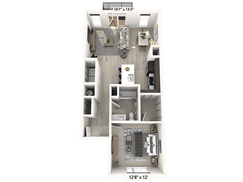 A1 Floor Plan at Upper Vue Flats, Ohio