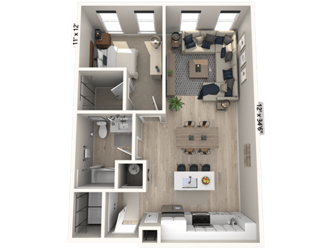 A12 - 1 Bedroom 1 Bathroom Floor planat Ironwood Flats, Brandon, FL