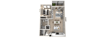A13 - 1 Bedroom 1 Bathroom Floor plan at Ironwood Flats, Brandon, 33511