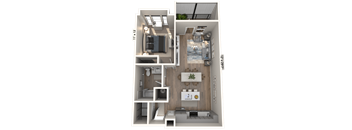 A15 - 1 Bedroom 1 Bathroom Floor plan  at Ironwood Flats, Brandon, Florida