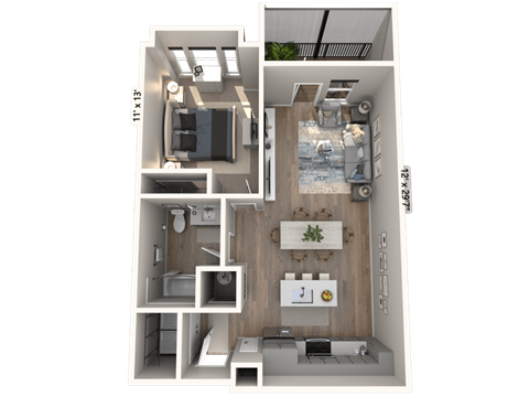 A15 - 1 Bedroom 1 Bathroom Floor plan  at Ironwood Flats, Brandon, Florida