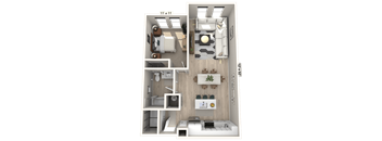 A16 - 1 Bedroom 1 Bathroom Floor plan at Ironwood Flats, Brandon
