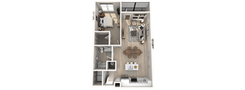 A18 - 1 Bedroom 1 Bathroom Floor plan at Ironwood Flats, Florida