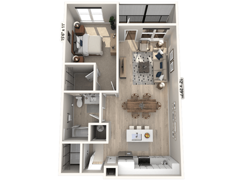A18 - 1 Bedroom 1 Bathroom Floor plan at Ironwood Flats, Florida