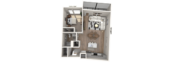 A19 - 1 Bedroom 1 Bathroom Floor plan at Ironwood Flats, Florida, 33511