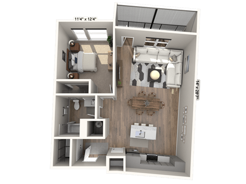 A19 - 1 Bedroom 1 Bathroom Floor plan at Ironwood Flats, Florida, 33511