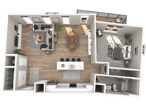 A21 - 1 Bedroom 1 Bathroom Floor plan at Ironwood Flats, Brandon, FL, 33511