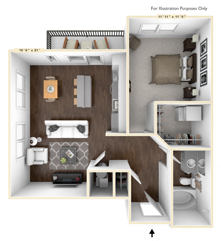 A5 - 1 Bed - 1 Bath Floor Plan at Avant Apartments, Indiana