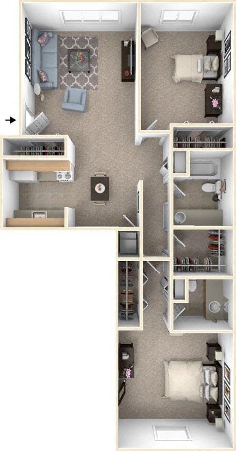 Two Bedroom, One & One-Half Bathroom Walk-Thru at Apple Ridge Apartments in Walker, MI