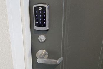a door with a remote control on the front of it