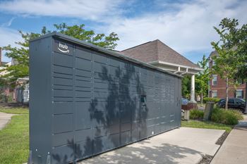 A black garage door with the word "nub" on it.
