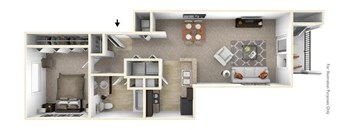 1-Bed/1-Bath, Amethyst Floor Plan at Badger Canyon, Kennewick, WA, 99338