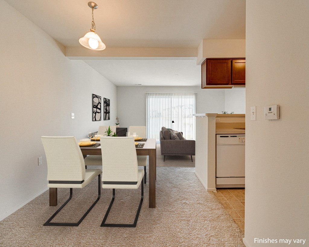 Aster Layout Dining Area at The Harbours Apartments, Clinton Twp, MI