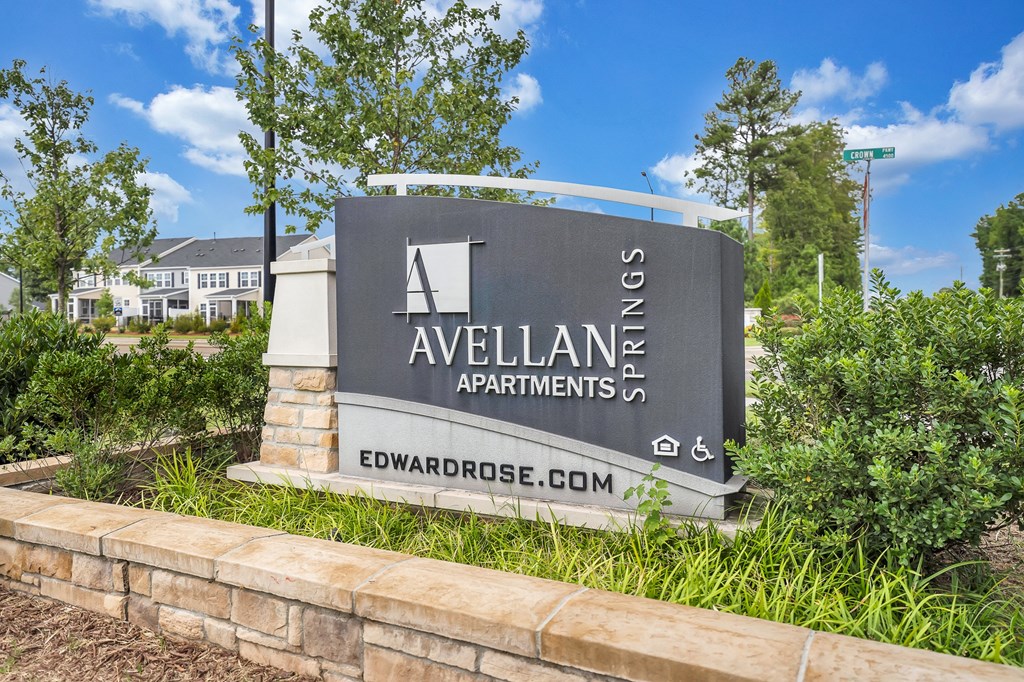Monument Sign at Avellan Springs Apartments, Morrisville, North Carolina