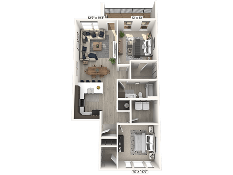 B1 Floor Plan at Upper Vue Flats, Ohio, 43016
