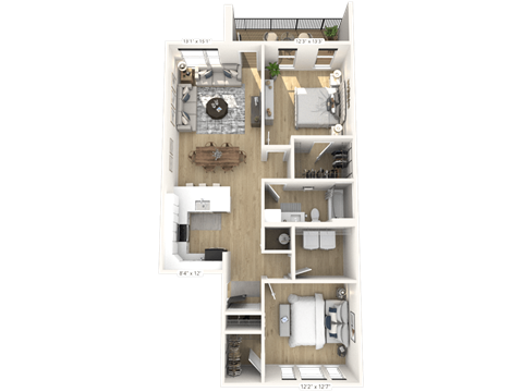 B1 Floor Plan at Upper Vue Flats, Ohio