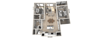 B11 2Bedroom 1 Bathroom Floor Plan at Ironwood Flats, Brandon, Florida
