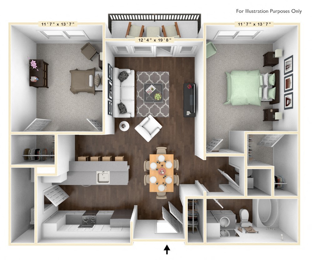 B2 - 2 Bed - 1 Bath Floor Plan at Avant Apartments, Carmel, IN