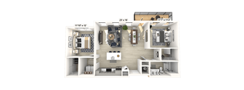 B3 2 Bedroom 2 Bathroom Floor Plan at Luxe 360 at Luxe 360 in Midlothian, Midlothian, VA