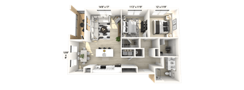 two bedroom one bathroom apartment at Luxe 360 in Midlothian, VA