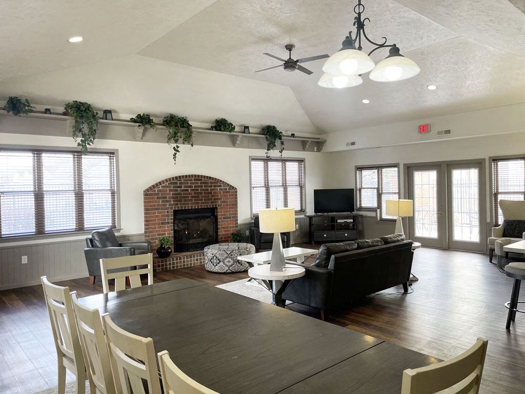 Community Building with Fireplace at Brentwood Park Apartments in La Vista, NE