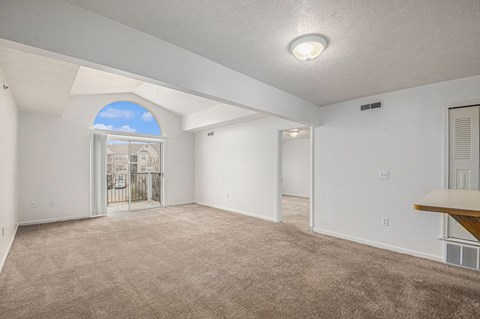spacious two bedroom living room with a cathedral ceiling  at Black Sand Apartment Homes, Lincoln, NE, 68504