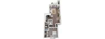 One Bedroom Renovated Floor Plan at Byron Lakes Apartments in Byron Center, MI