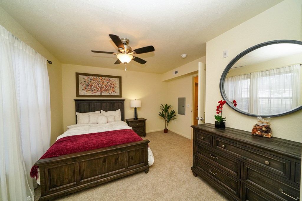 Large Carpeted Bedroom at Andover Pointe Apartment Homes, near Omaha, NE