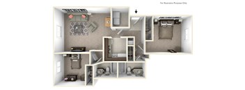 2-Bed/2-Bath, Begonia Floor Plan