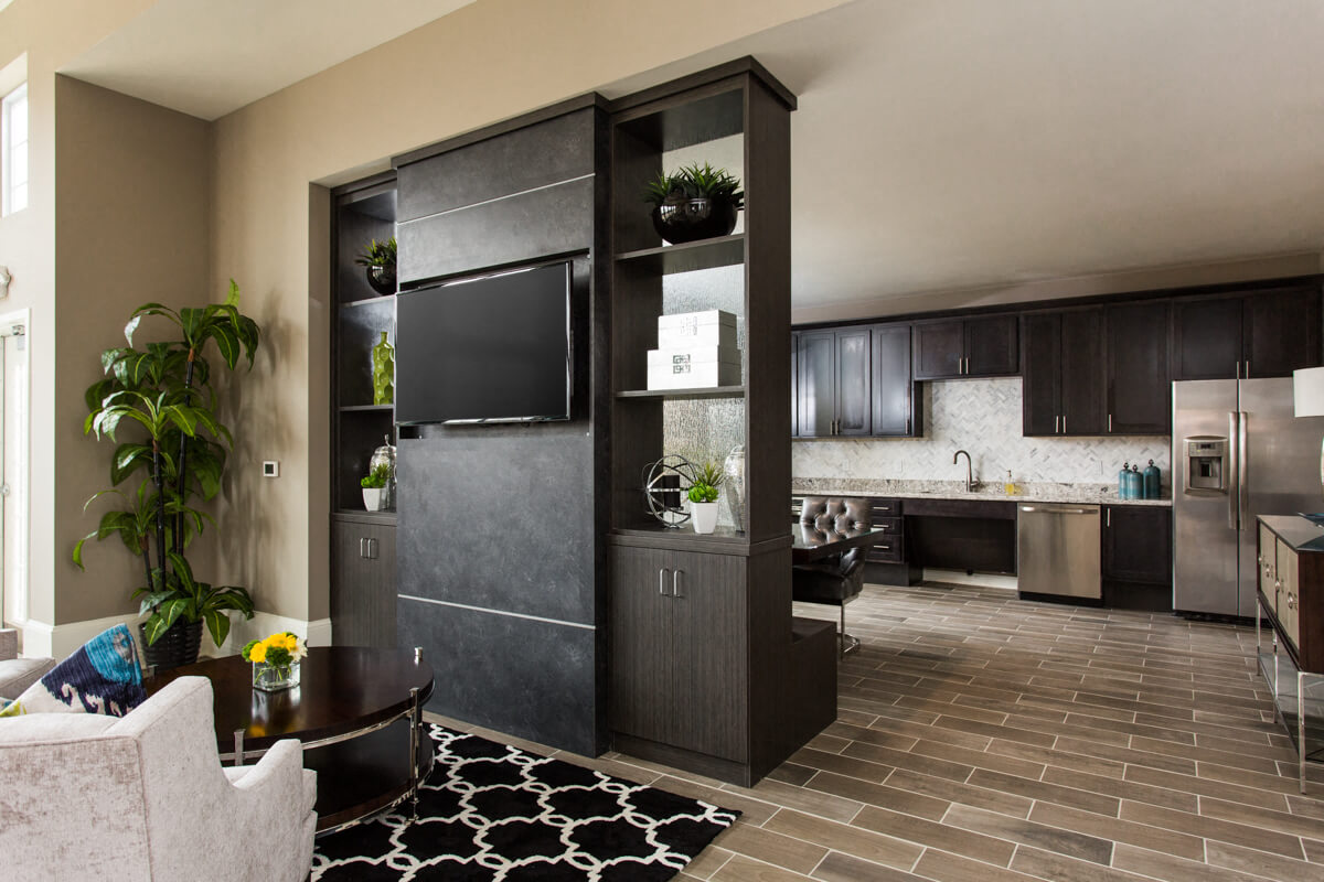 Living Room with TV, At Bella Vista Apartments, Fishers IN 46038