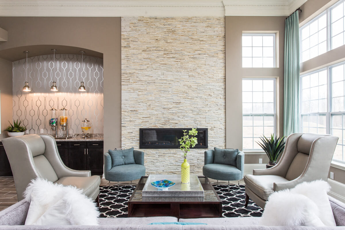 Quaint Fireplace Sitting Area, At Bella Vista Apartments, Fishers IN