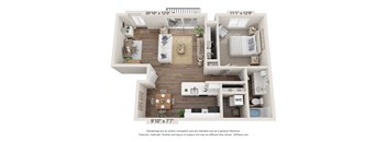 1-Bed/1-Bath, Bluebell Deluxe Floorplan at Bristol Square at Bristol Square and Golden Gate Apartments, Michigan