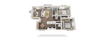 2-Bed/1-Bath, Daffodil Deluxe Floorplan at Bristol Squareat Bristol Square and Golden Gate Apartments, Michigan, 48393